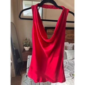 Robert Rodriguez Red Silk Cowl Neck Halter Top Quiet Luxury Size 4
